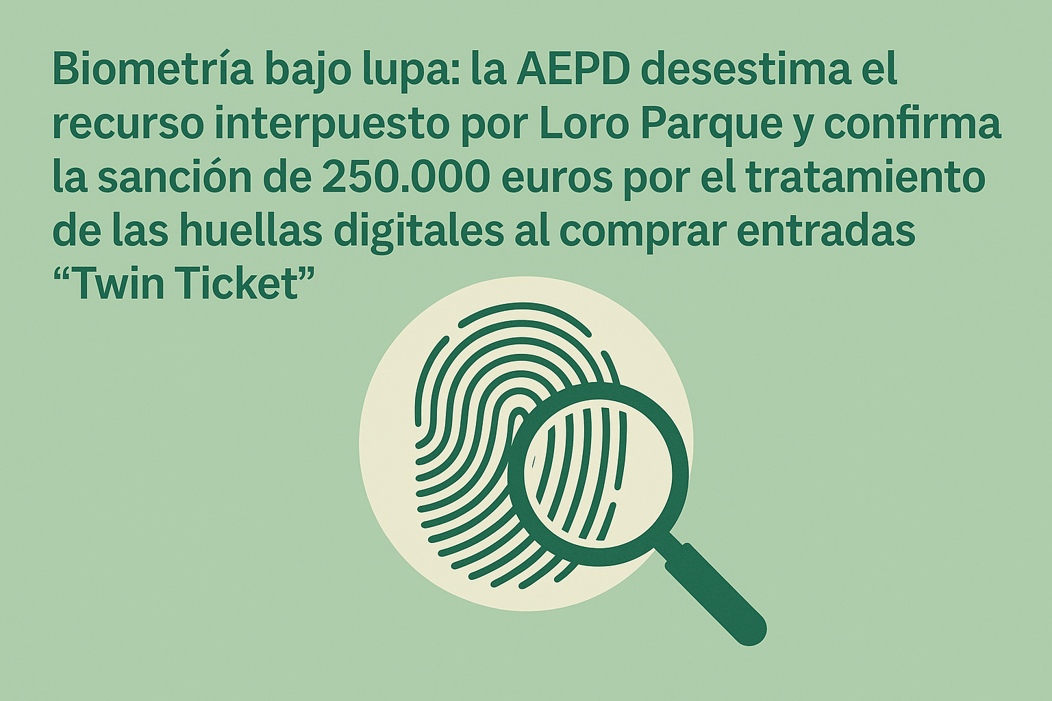 Biometría bajo lupa- la AEPD desestima el recurso interpuesto por Loro Parque y confirma la sanción de 250.000 euros por el tratamiento de las huellas digitales al comprar entradas “Twin Ticket”