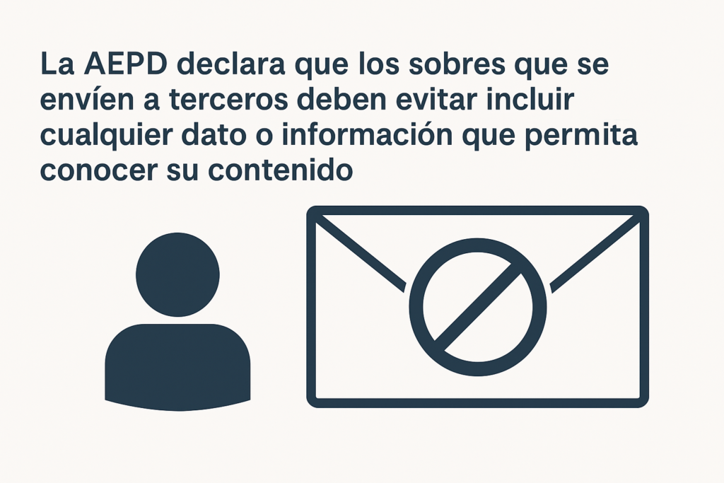 La AEPD declara que los sobres que se envíen a terceros deben evitar incluir cualquier dato o información que permita conocer su contenido