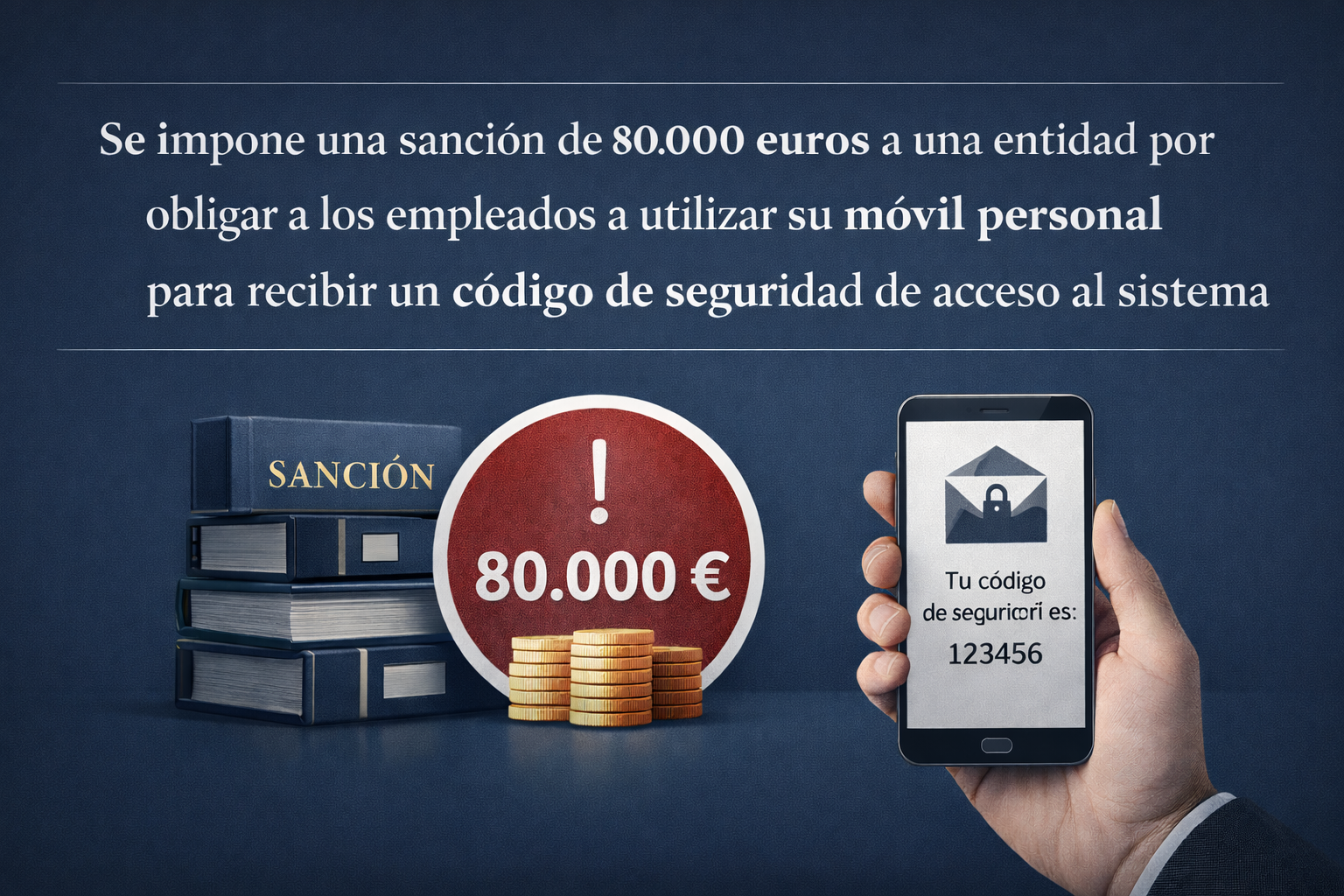 3. Se impone una sanción de 80.000 euros a una entidad por obligar a los empleados a utilizar su móvil personal para recibir un código de seguridad de acceso al sistema