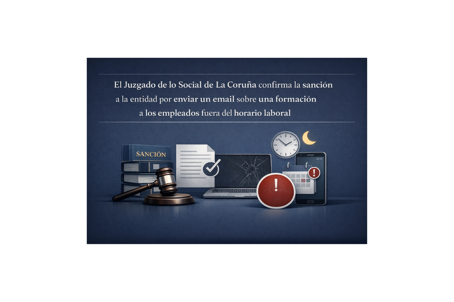 9. El Juzgado de lo Social de La Coruña confirma la sanción a la entidad por enviar un email sobre una formación a los empleados fuera del horario laboral