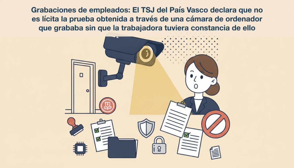 Grabaciones de empleados: El TSJ del País Vasco declara que no es lícita la prueba obtenida a través de una cámara de ordenador que grababa sin que la trabajadora tuviera constancia de ello 9 noticia 4 1783091383569 Grabaciones de empleados: El TSJ del País Vasco declara que no es lícita la prueba obtenida a través de una cámara de ordenador que grababa sin que la trabajadora tuviera constancia de ello