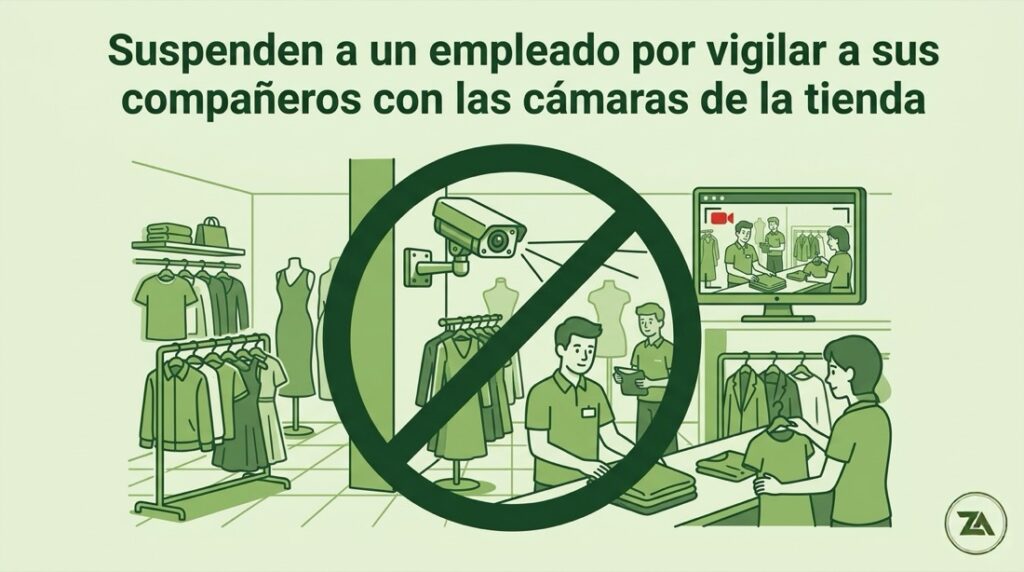 Vigilancia con cámaras de seguridad: Se suspende de empleo y sueldo a un empleado de Primark por vigilar a sus compañeros a través de las cámaras de vigilancia instaladas en las tiendas 8 Ilustración videovigilancia laboral en tiendas