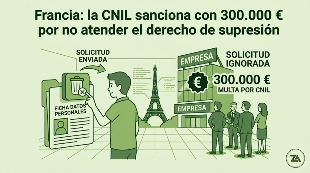 Derecho de supresión en Francia: La CNIL (autoridad de control francesa) impone una sanción de 300.000 euros a una empresa tecnológica por no atender adecuadamente los ejercicios de derechos de candidatos y antiguos empleados 7 Ilustración derecho de supresión en Francia
