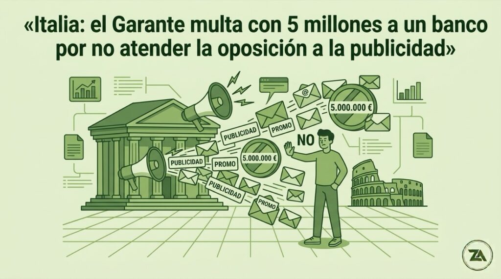 Autoridad de control italiana: el Garante italiano impone a una entidad bancaria una sanción de 5 millones de euros por no atender adecuadamente la oposición de un cliente a recibir comunicaciones comerciales 5 Ilustración sanción por comunicaciones comerciales no deseadas