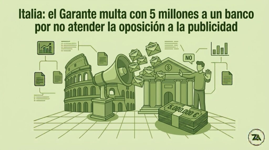 Autoridad de control italiana: el Garante italiano impone a una entidad bancaria una sanción de 5 millones de euros por no atender adecuadamente la oposición de un cliente a recibir comunicaciones comerciales 5 Italia: el Garante multa con 5 millones a un banco por no atender la oposición a la publicidad